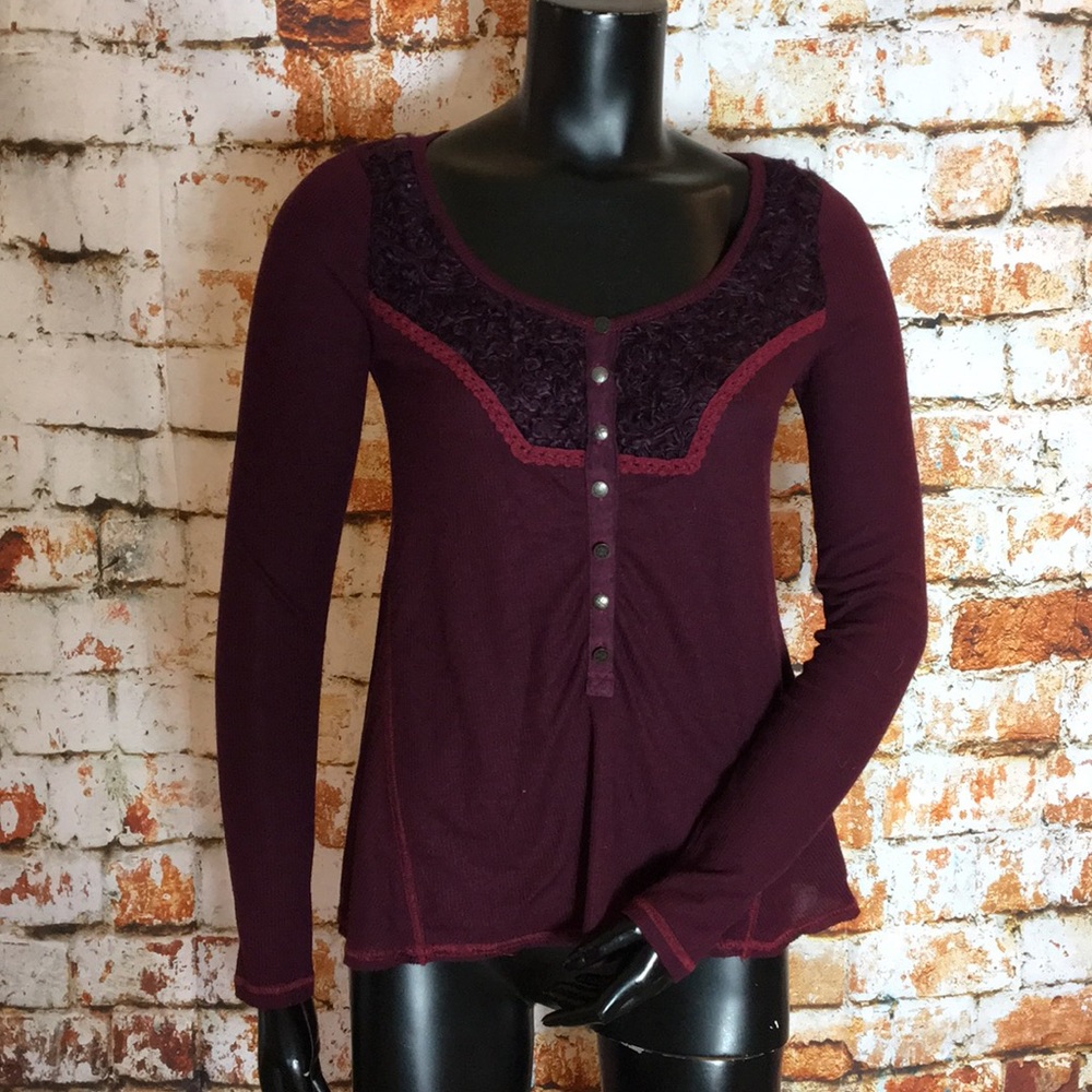 Free People Dark Maroon/Purple Long Sleeve